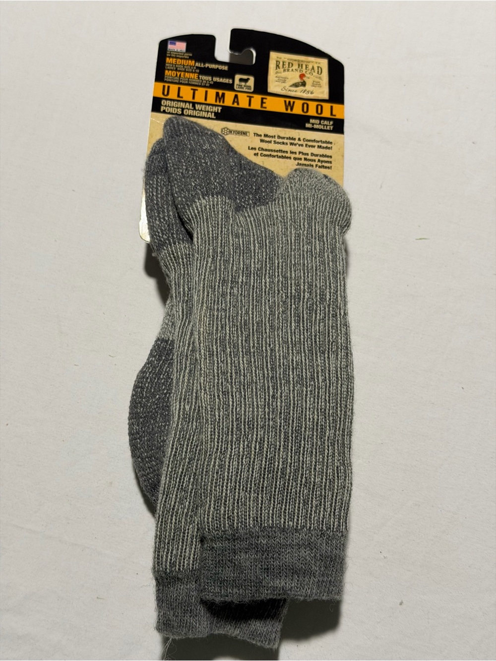 RedHead Grey Ribbed Wool-Blend Crew Socks